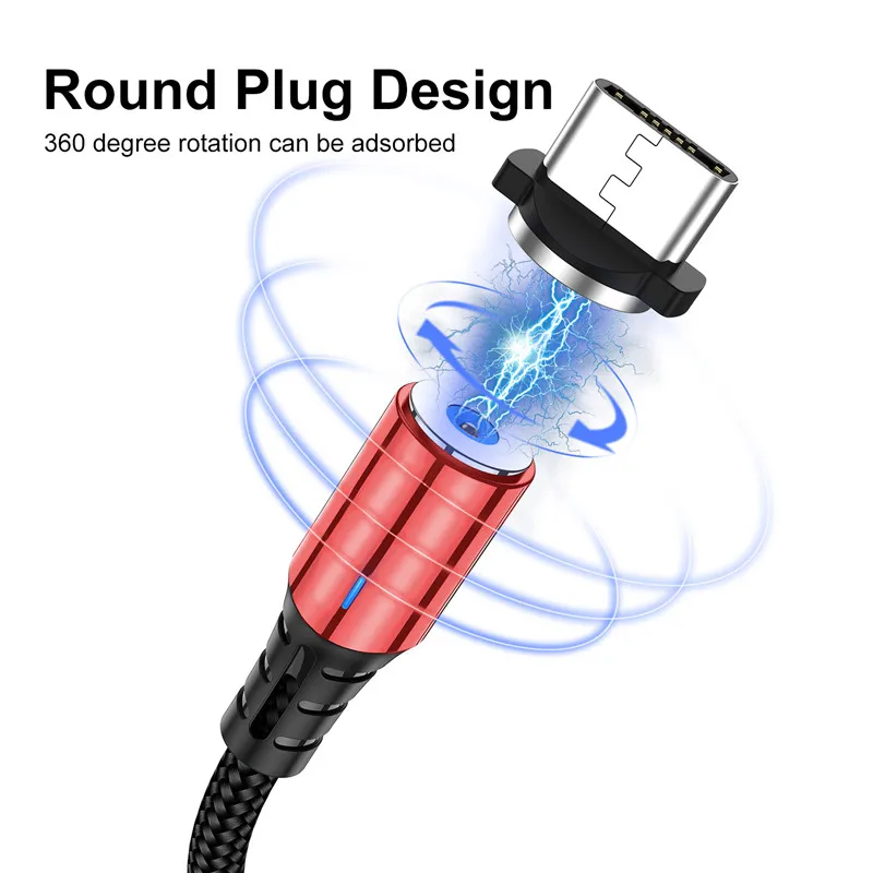  USLION Metall Shell LED Magnetic USB Typ C Kabel Für Samsung Micro USB Kabel Für Xiaomi Für iPhone 