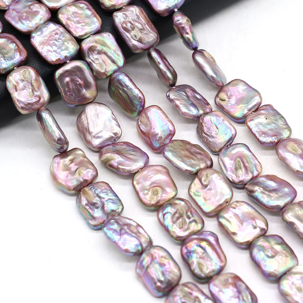 

Natural Baroque Freshwater Beaded High Quality Rectangle Purple Pearl Beaded for Making DIY Jewerly Necklace Bracelet 15x18mm