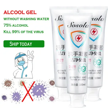 

100ML hand sanitizer Contains gel antibacterial 75% alcohol to eliminate bacteria and quickly dry without washing Portable