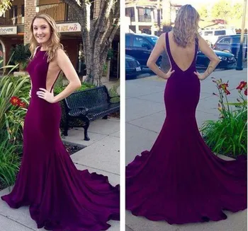 

Hot Cheap Burgundy Prom Dresses Boat Neck Sexy Sleeveless Backless Sweep Train Long Mermaid Formal Evening Party Dresswns
