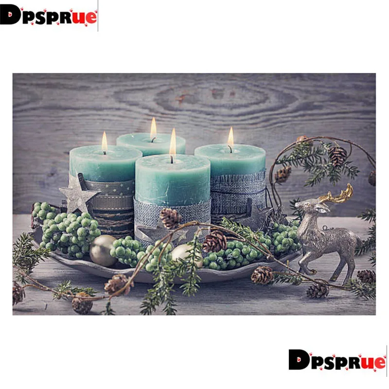 

Dpsprue Full Square/Round 5D Diy Diamond Painting Kit Cross Stitch candle 3D Embroidery Mosaic Home Decor For Gift