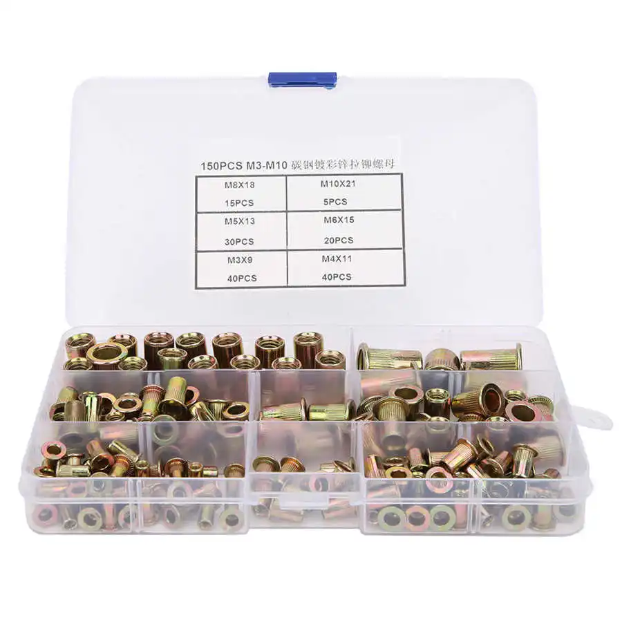 150 шт. набор инструментов с заклепками оцинкованная Rivnut вставка резьбой Nutsert M3