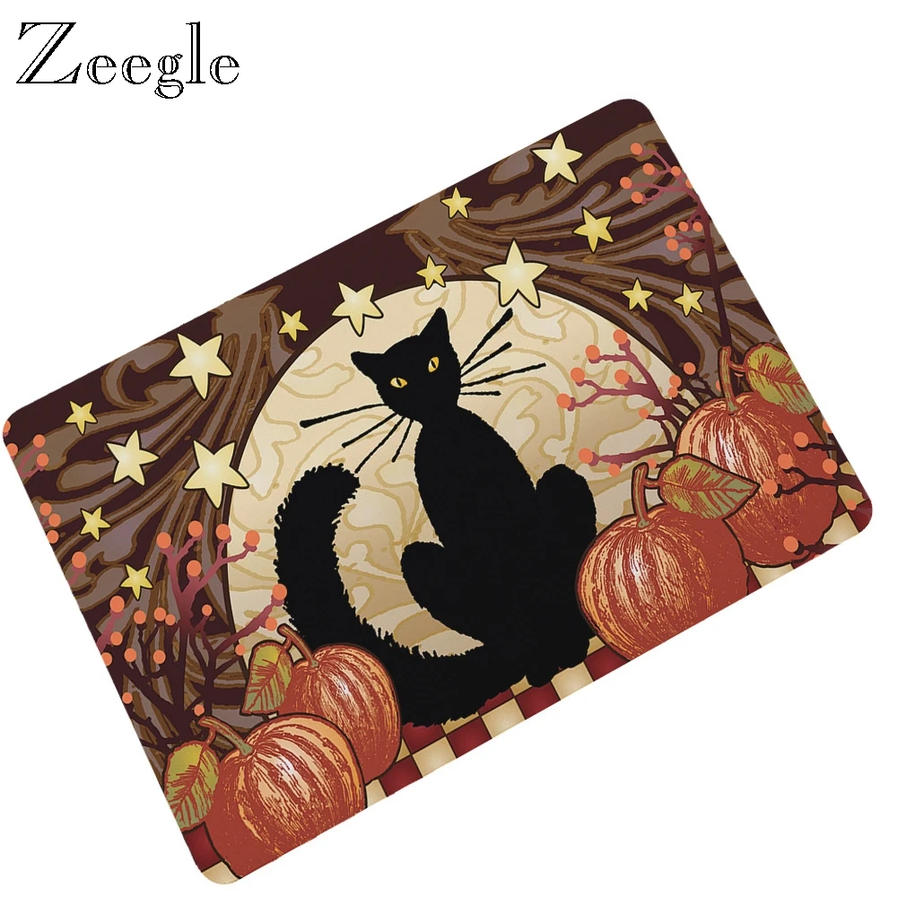 Zeegle Cartoon Cat Doormat Home Entrance Rug Rubber Floor Mat Outdoor Floor Carpet Washable Rug Anti Slip Bathroom Shower Mat