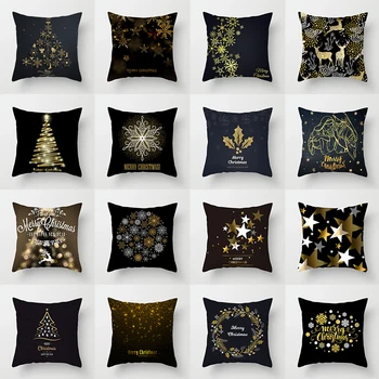 

2pcs/set Christmas Cushion Cover Pillowcase Elk Sofa Car Throw Cushions Pillow Cases Decorative Pillow Covers Home Decor 45x45cm