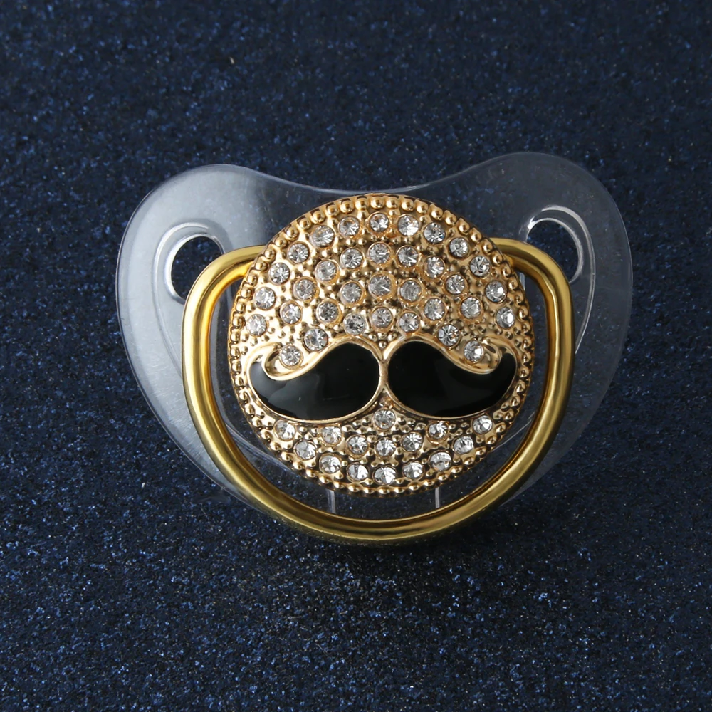 Luxury Baby Pacifier Initial Letter D Bling Pacifier Jewelry Rhinestone Twinkling Pacifier Holder Clip BPA free Soother Dummy