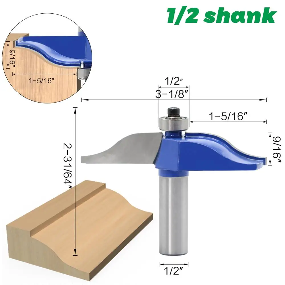 12 Shank1/" хвостовик круглый над Рельсом и Stile с бухтой панели рейзер 1 бит маршрутизатор Набор бит шип резак для деревообработки инструменты - Длина режущей кромки: 1I2 inch shank