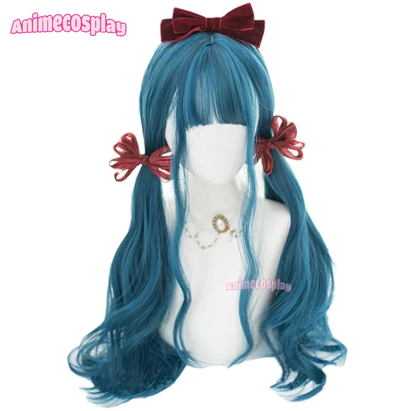 Animecosplay 60cm Blue Gradient Lolita Wigs Women Halloween Girl Long Curly Mixed Color Harajuku Japanese Cosplay Synthetic Hair