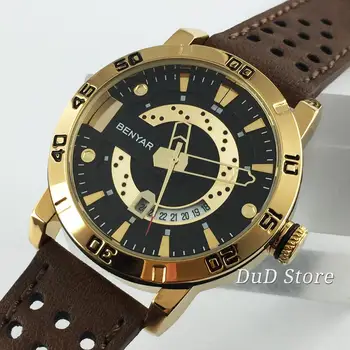

Top Luxury Brand BENYAR Leather strap Mens Fashion Simple Quartz Watches Men Calendar Waterproof Male Casual watch