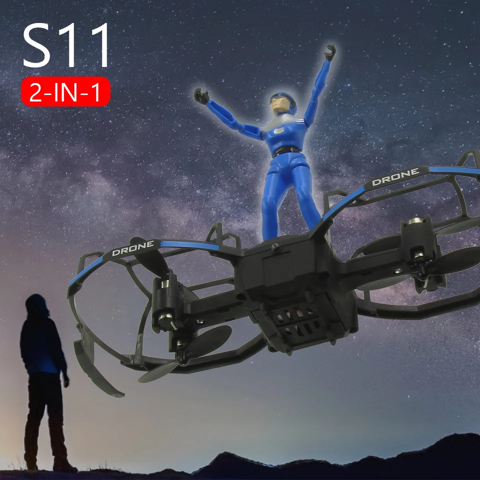 

S11 2in1 Mini RC Drone come with 2 shapes Stunt Board and Paraglider 2.4G Remote Control Drones Toy Drones Quadcopter