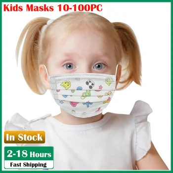 

10-100PCS Cartoon Mouth Cover Mask Disposable Boy Girl Gezicht hypoallergeen Mascarillas Masks For Children 3-Layer Mask