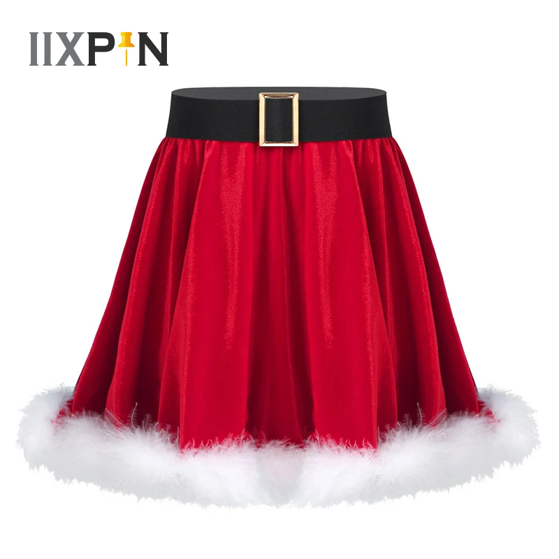 

Girls Christmas Show Skirts Santa Cosplay Costume Mrs Claus Dance Fancy Dress Ballet Dance Skirts Christmas Party Rave Outfits