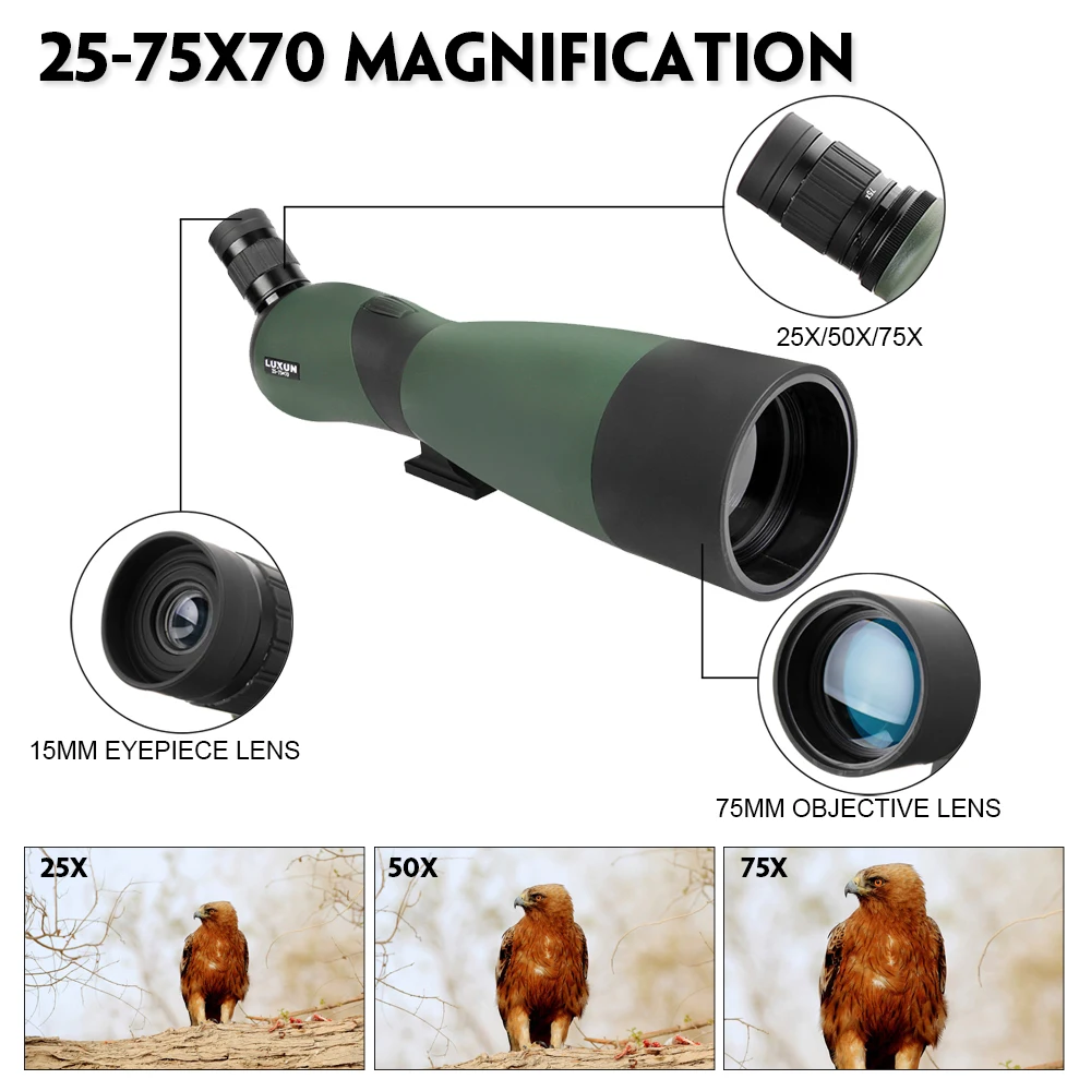Ceny 25 75x70 soczewki hd monokularowy teleskop statyw telefon komórkowy klip noktowizor zewnętrzne wodoodporne teleskopy