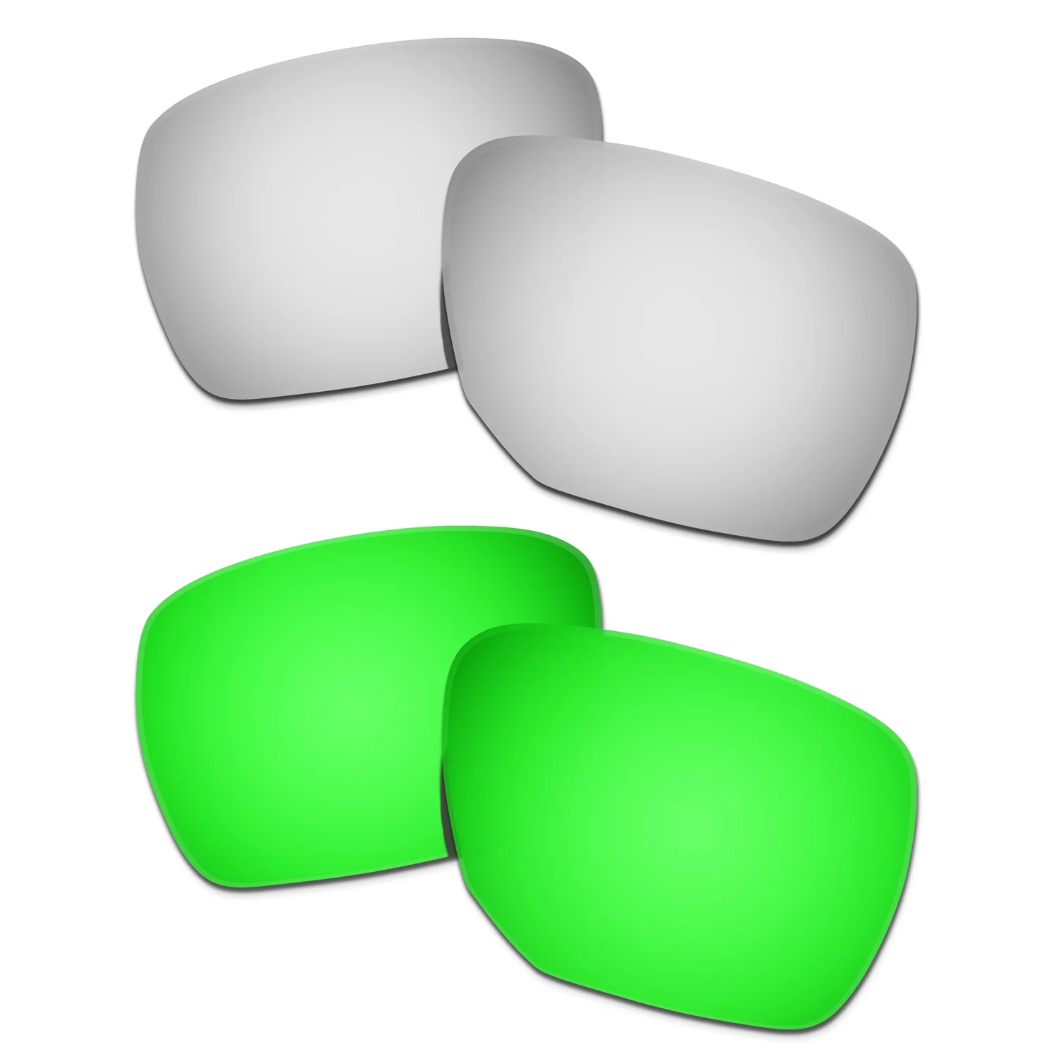 

HKUCO Polarized Replacement Lenses For Ejector OO4142 Sunglasses Silver/Green 2 Pairs