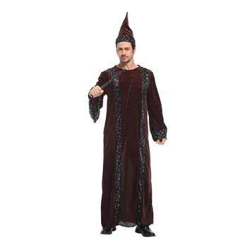 

Shanghai Story Halloween Costumes adult Gothic Wizard Costume Religious Men Uniform Gandalf Cosplay Costume Witch Dress