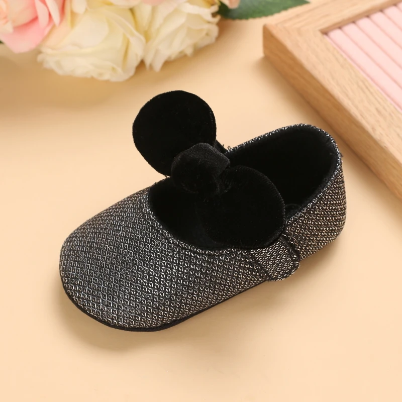 Infant Newborn Baby Girls Princess Non-Slip Floral Border Shoes Toddler Baby Soft PU Leather Prewalker Shoes Solid First Walkers