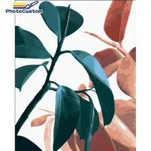 PhotoCustom Leaf Flowers Paiting by numbers on canvas works Oil Painting DIY Gift Home Decor