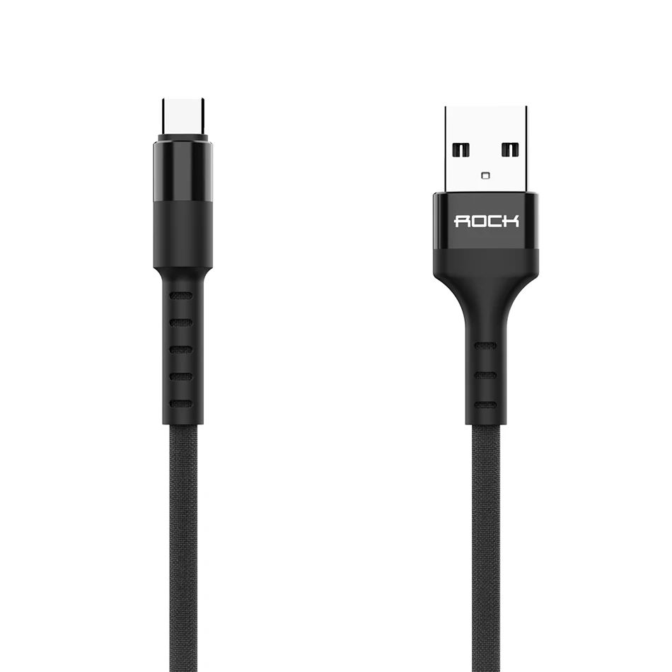 ROCK usb type-C кабель для samsung S9 S8 Быстрая зарядка type-C мобильный телефон дата зарядки USB C кабель для Xiaomi mi9 Redmi note 7 - Цвет: Серый