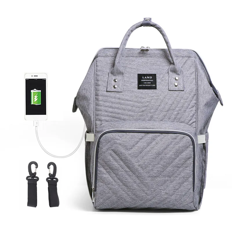 LAND большой USB сумки для подгузников большая сумка для подгузников обновленный модный рюкзак для путешествий водонепроницаемая сумка для