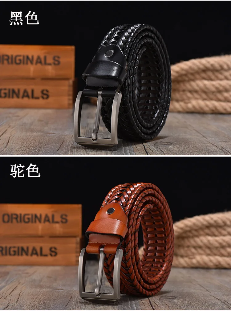 New Braided Belt for Men's Woven Belt Luxury Genuine Leather Cow Straps Hand Knitted Designer Men for Jeans Girdle Male Belts