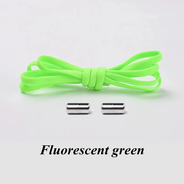 Semicircle No Tie Shoelaces Elastic Shoe laces Sneakers shoelace Metal Lock Lazy Laces for Kids and Adult One size fits all shoe Fluorescent green