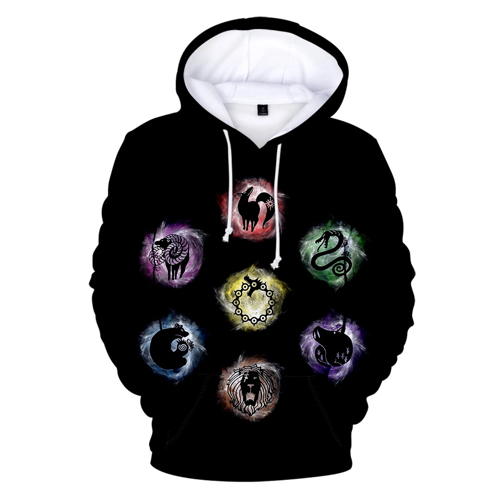 

Black Hoodie 3D Printed Comic The Seven Deadly Sins Hoodies Men Sweatshirts Women Autumn Hooded Hot 3D boys girls pullovers