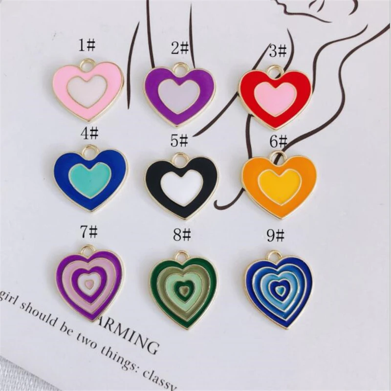 20pcs/lot new creative heart charms pendant connectors for diy earrings necklace jewelry making accessories