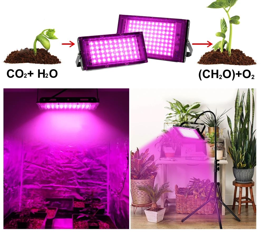 Full Spectrum LED Grow Light With Stand AC220V Phyto Lamp With On/Off Switch For Greenhouse Hydroponic Plant Growth Lighting