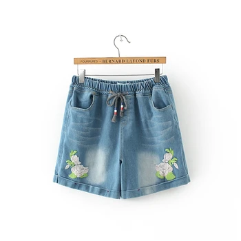 

Plus Size Elastic Waist Denim Shorts Casual Summer Shorts