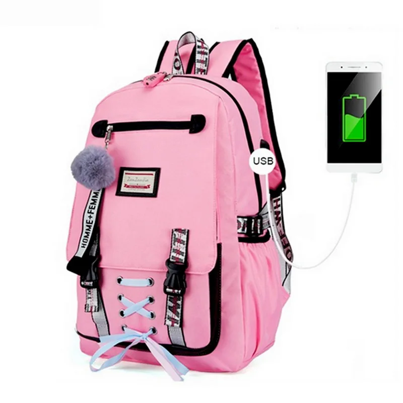 

New Fashion Large School Bags for Teenager Women Book Bag Usb with Lock Anti Theft Backpack Youth Leisure College Rucksack 2019
