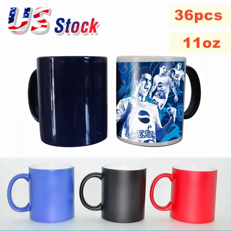 36pcs 11OZ Blank 3D Sublimation Color Changing Mug Magic Cup Black/Glossy 
