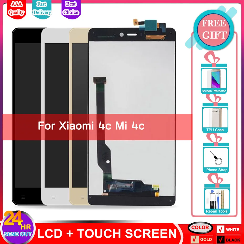 

LCD For Xiaomi 4C Mi 4C Mi4C Screen LCD Display Touch Screen Digitizer Panel Replacement Part Assembly 1920x1080 5.0