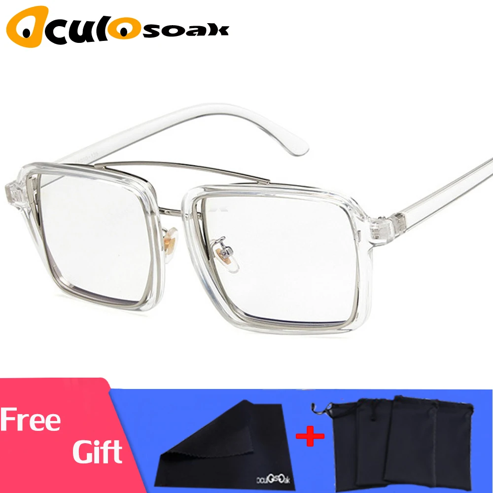 

Transparent Glasses Frame Ins Net Red Square Flat Mirror Fashion Big Frame Europe and America Cross-border Sunglasses 2019