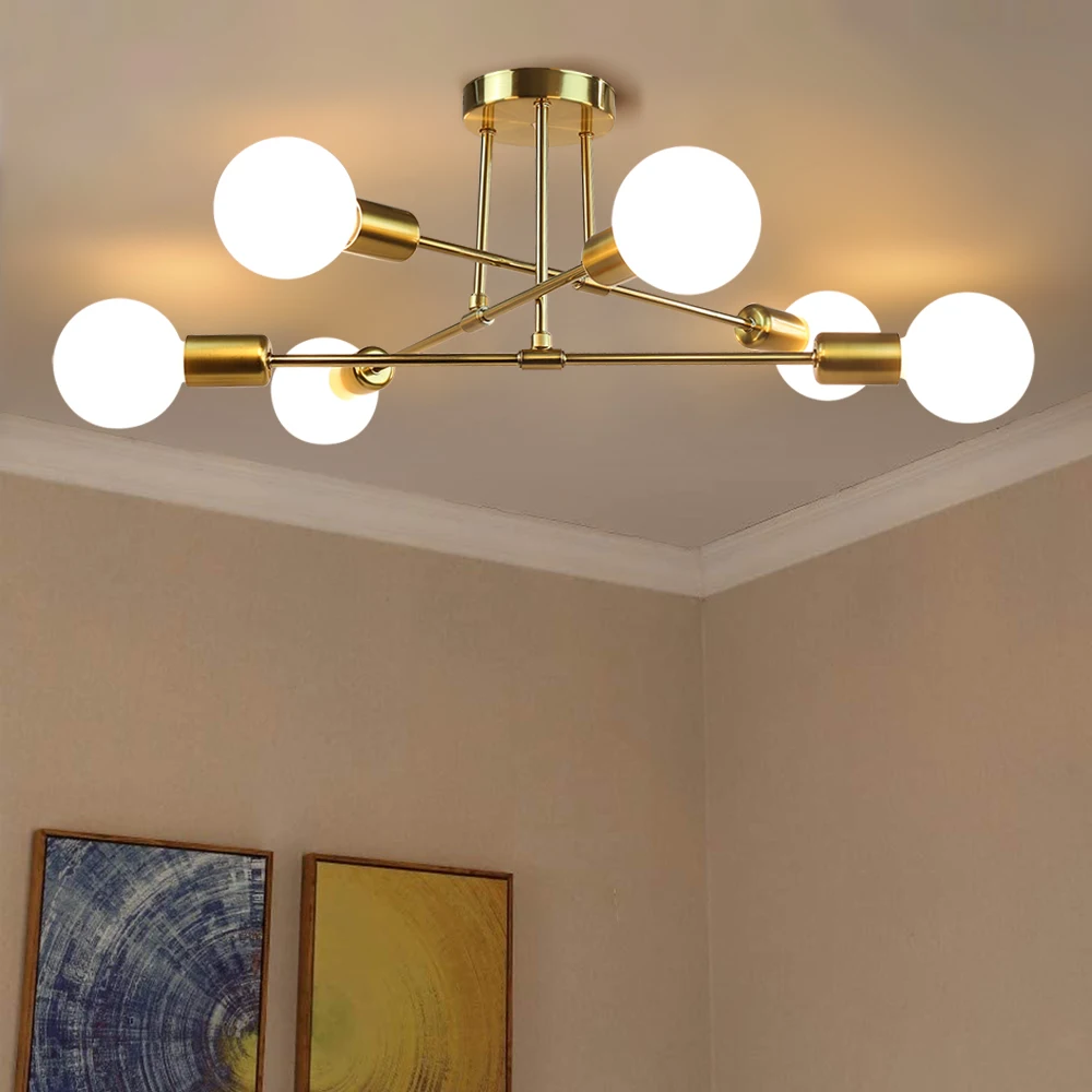 LED Ceiling Light LED Chandelier Ceiling Light E27 Modern Chandelier Hanging Lamps For LED Ceiling Light Fixtur Iron Minimalist Personality Creative Lighting Silver Gold Black