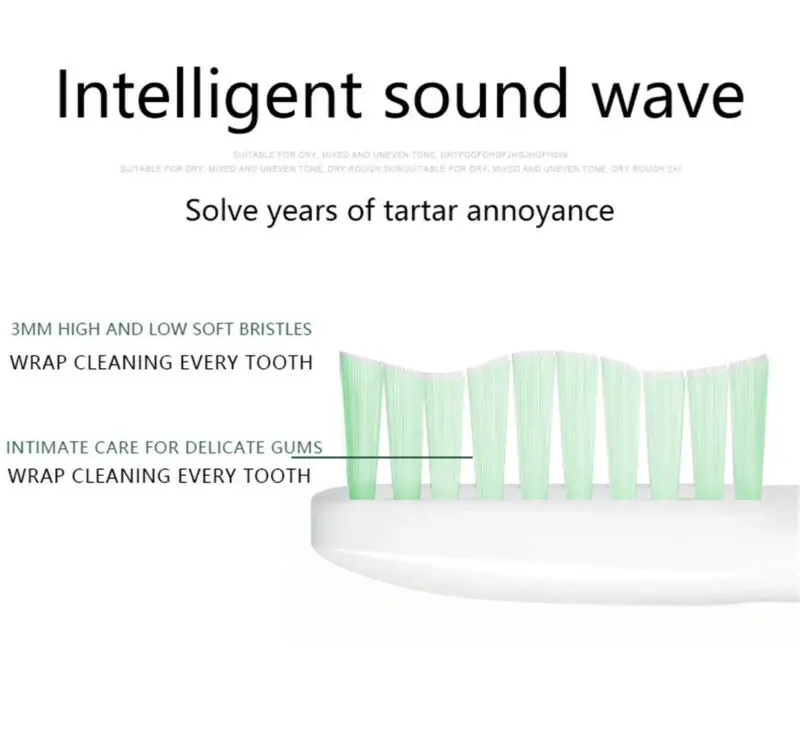 Звуковая электрическая зубная щетка Водонепроницаемая IP67 мягкие головки перезаряжаемая USB мощность зубная щетка отбеливание