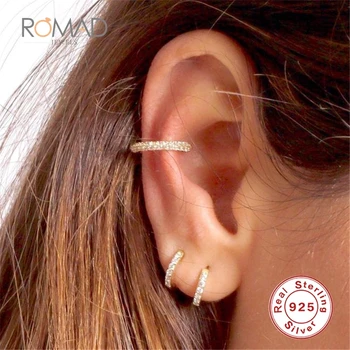 

Trend Tiny Round 925 Sterling Silver Hoop Earrings Authentic Clear Zircon Earrings For Women Fashion Jewelry