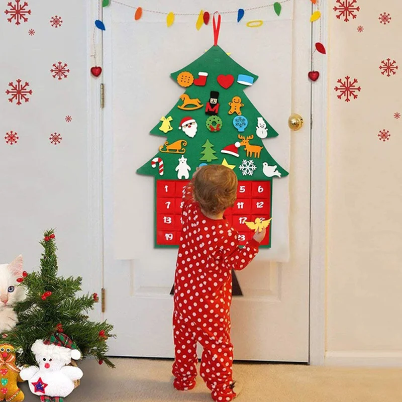 Hanging Christmas Calendar Wool Chemical Fiber MULTIPLE FUNCTIONS Party Supplies FLEXIBLE USE Calendar Unique Winter Children