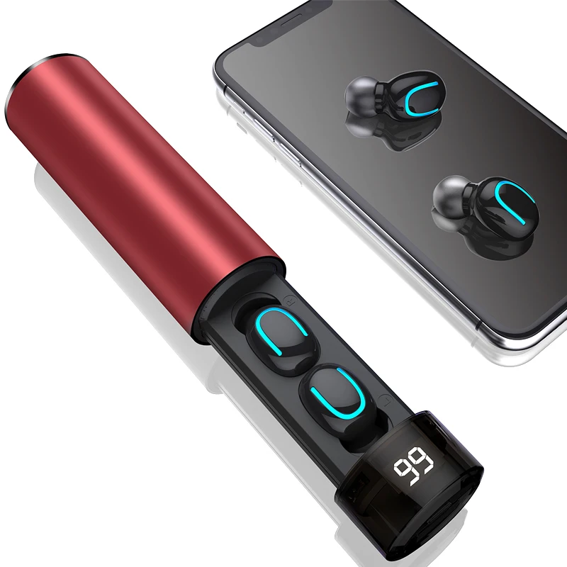 Q67 TWS беспроводные наушники 3D стерео мини Bluetooth наушники 5,0 с двойным микрофоном спортивные водонепроницаемые наушники гарнитура для автоматического сопряжения - Цвет: Красный