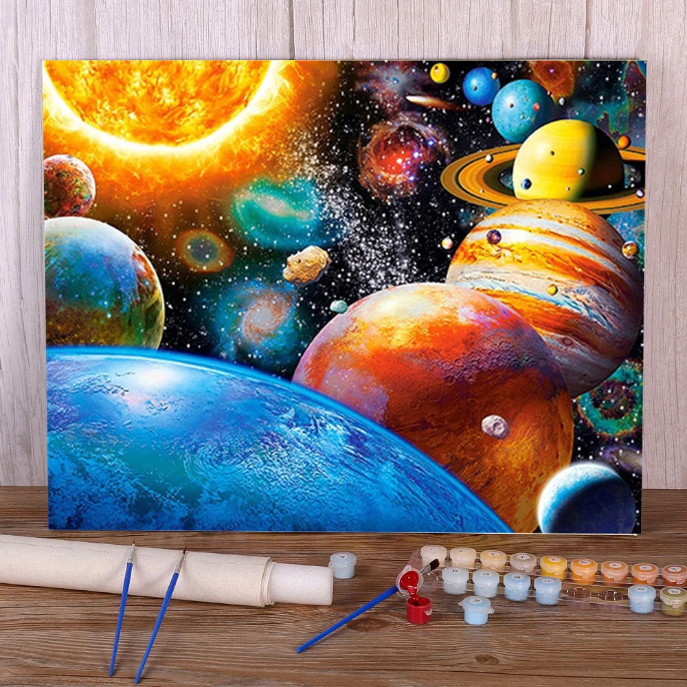 Universe Space Landscape Painting By Numbers Complete Kit Acrylic