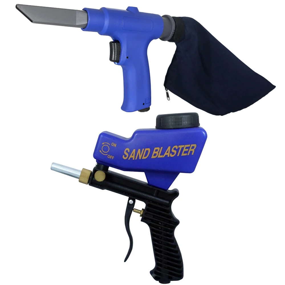 

2 in 1 Portable (Air Vacuum Blower Suction Gun + Sand Blaster) Set Pneumatic Cleaner Sand-blasting with Accessorries Tool