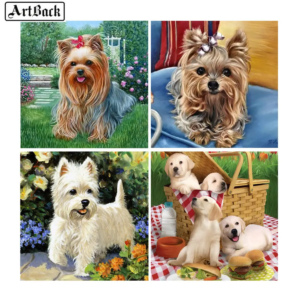 Cute color dog pattern 5D DIY diamond painting animal kit home