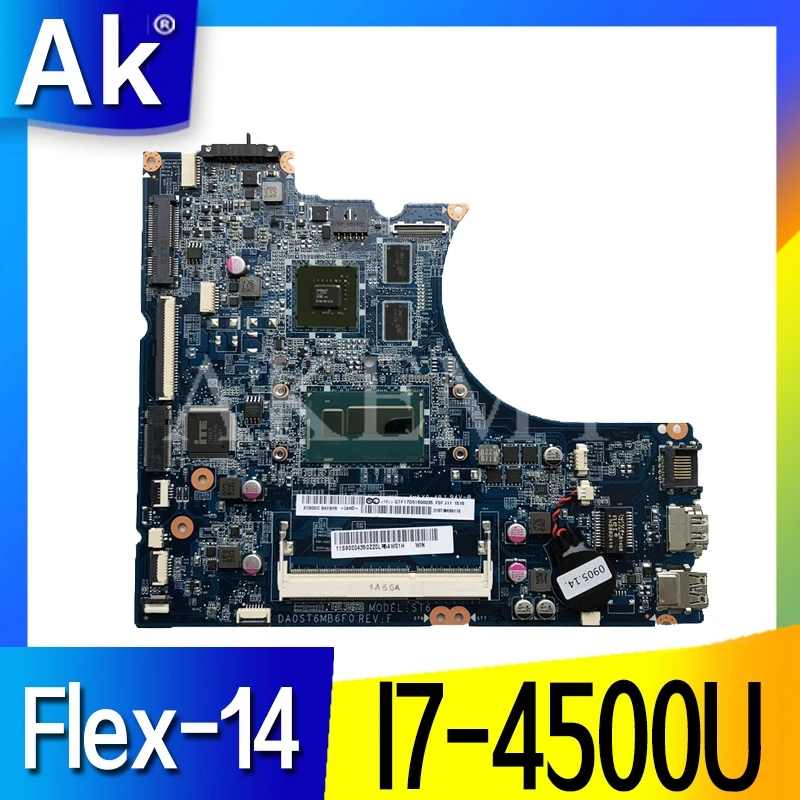 DA0ST6MB6F0 материнская плата для ноутбука For Lenovo Flex-14 оригинальная I7-4500U GT720M |