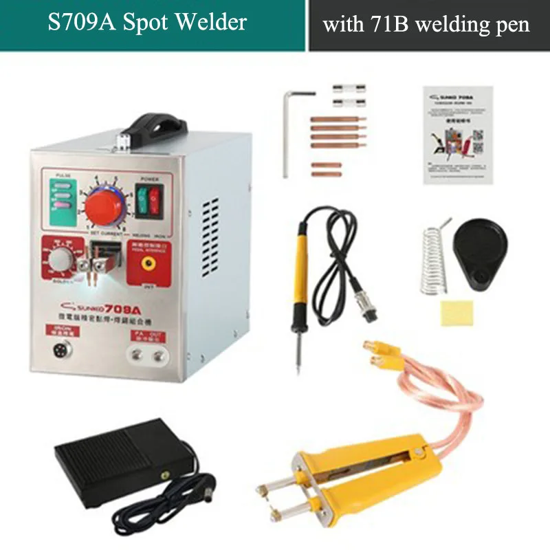 

2 PCS LED Pulse Battery Spot Welder 709A Soldering Iron Station with 71B Welding Pen for 18650 battery Li-Polyer pack