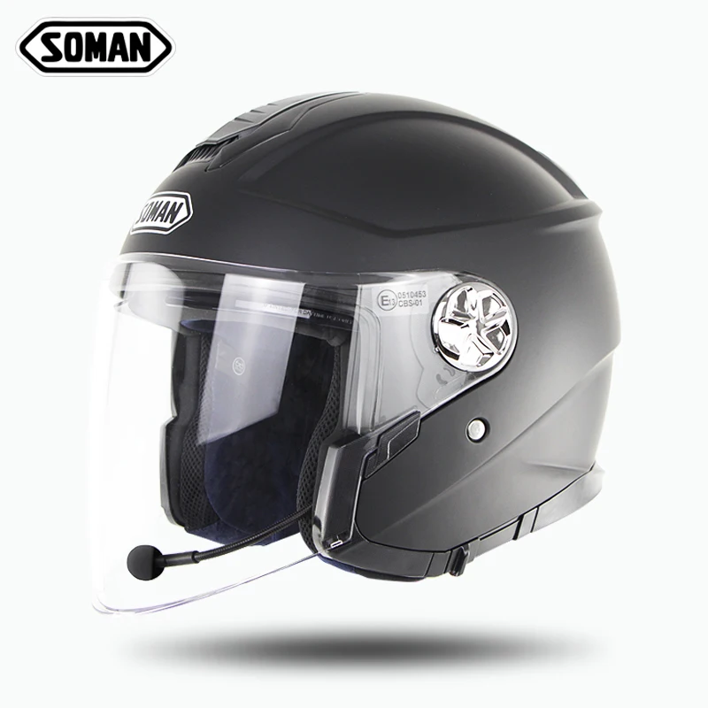 SOMAN 519-BT Встроенный Bluetooth открытый шлем, одобренный ECE мотоцикл каск Bluetooth гарнитура Casco Moto Электрический двойной козырек - Цвет: Matte black