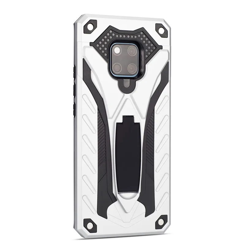 Чехол Kickstand для huawei P20 P30 Pro mate 10 Lite Nova 3 i 5 Honor 20 8X 9X Y5 Y6 Y7 Y9 Prime P Smart Z прочный защитный чехол - Цвет: Серебристый