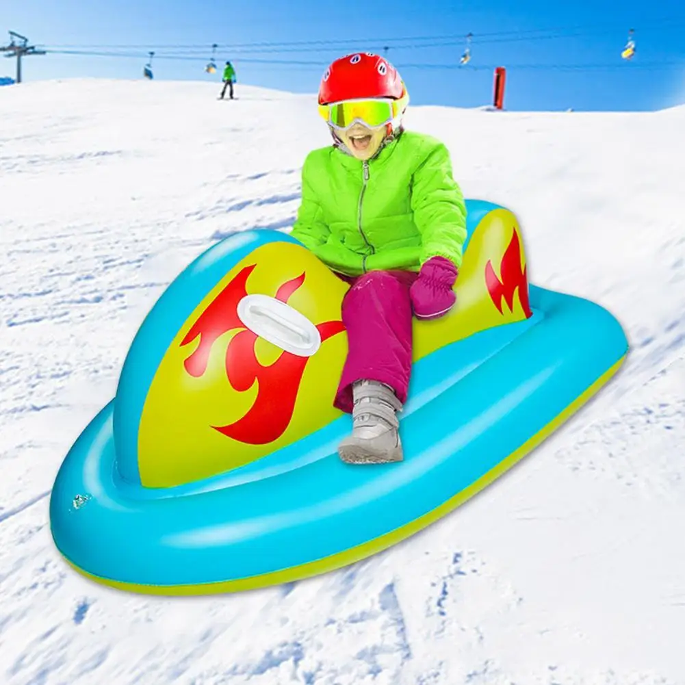 Inflatable Snow Sled Operating Handle Beautiful Winter Activities Sledding Tube Convenient Snow Sled Cold-resistant for Adults