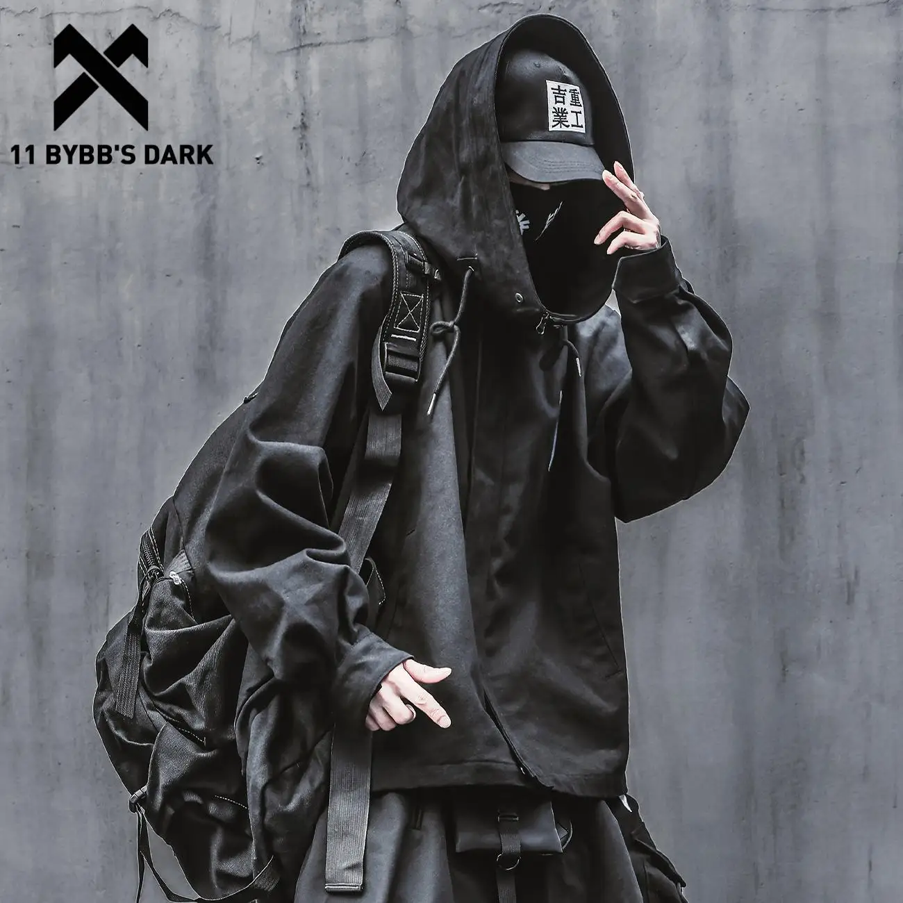 11 Bybb's Dark Hip Hop Streetwear Techear Jacket Coat Men Function Vintage Fish Mouth Jacket