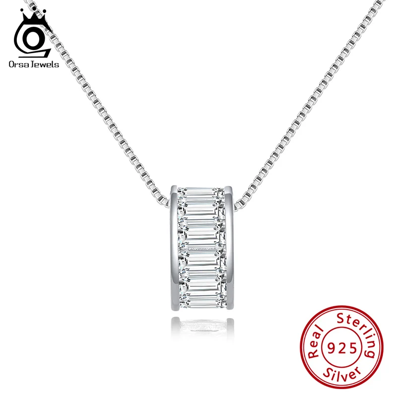 ORSA JEWELS однотонное 925 круглое ожерелье с подвеской для женщин из стерлингового