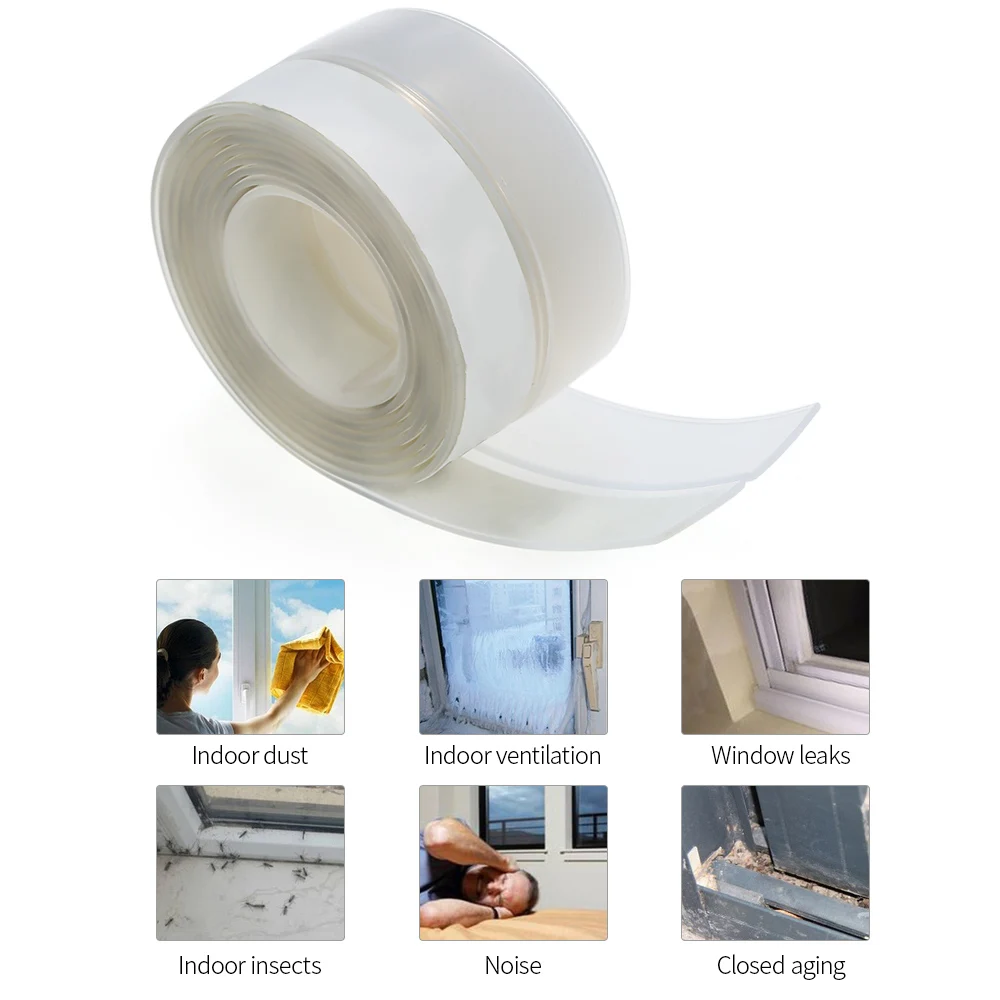 1m PVC Sealing Strip Kitchen Bathroom Shower Sink Bath Wall Sink Basin Edge Self Adhesive Tape sealing strip tape sealing tape sealing strip waterproof tape