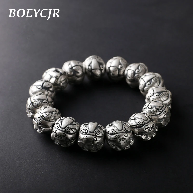 

BOEYCJR 100% S990 Sterling Silver Pixiu Brave Troops Bangles & Bracelets Vintage Jewelry Lucky Energy Bracelet For Men Gift