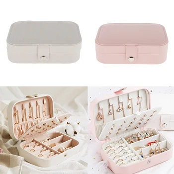 

2Pcs Compact Earring Ring Cufflink Jewelry Box Organizer Ornament Storage Case